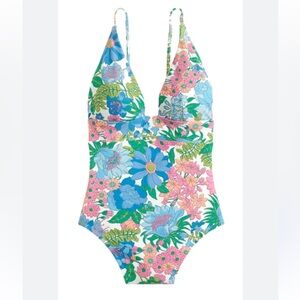J. Crew Floral One Piece Swimsuit - Blue, Green, Pink